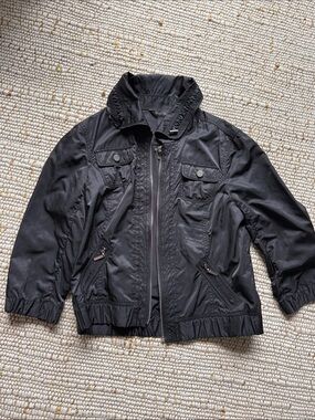 White House Black Market Black Zip-Front Utility Jacket